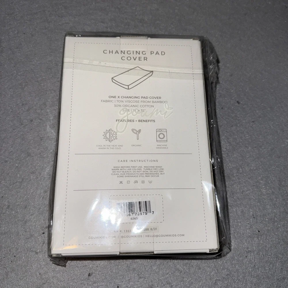 Goumi Kids‎ Changing Pad Cover Grey Bamboo/Organic Cotton NIB